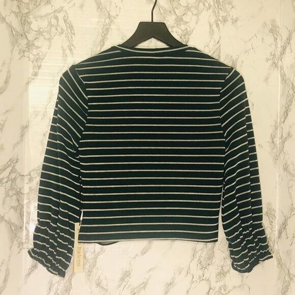 June & Hudson Green Striped Crop XS NWT - Picture 3 of 8